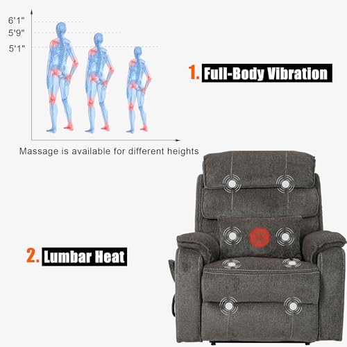 Power Lift Chair Recliner with Massage and Heat for Adults, Dual Motor H2507