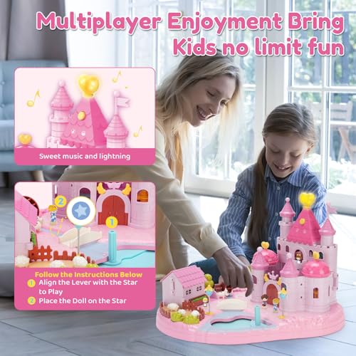 Dream Princess Castle Playset with Magnetic Toys, Light & Music for Kids Ages 6+ (Pink) D92441