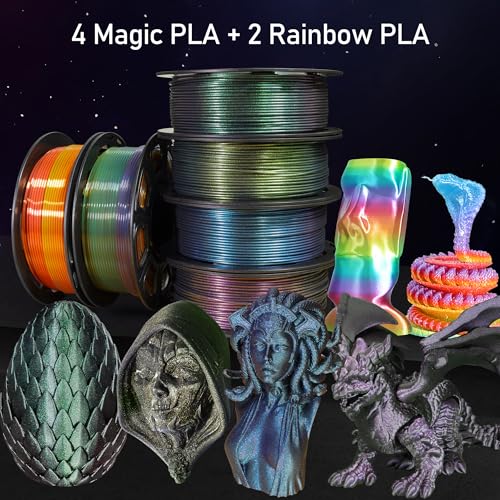MIKA3D Bicolor Silk PLA 3D Printer Filament Bundle, 1.75mm, 6 Spools V5573