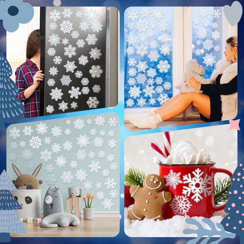 Pickmesh 45 Pcs Christmas Snowflake Window Gel Clings Removable Reusable U3538