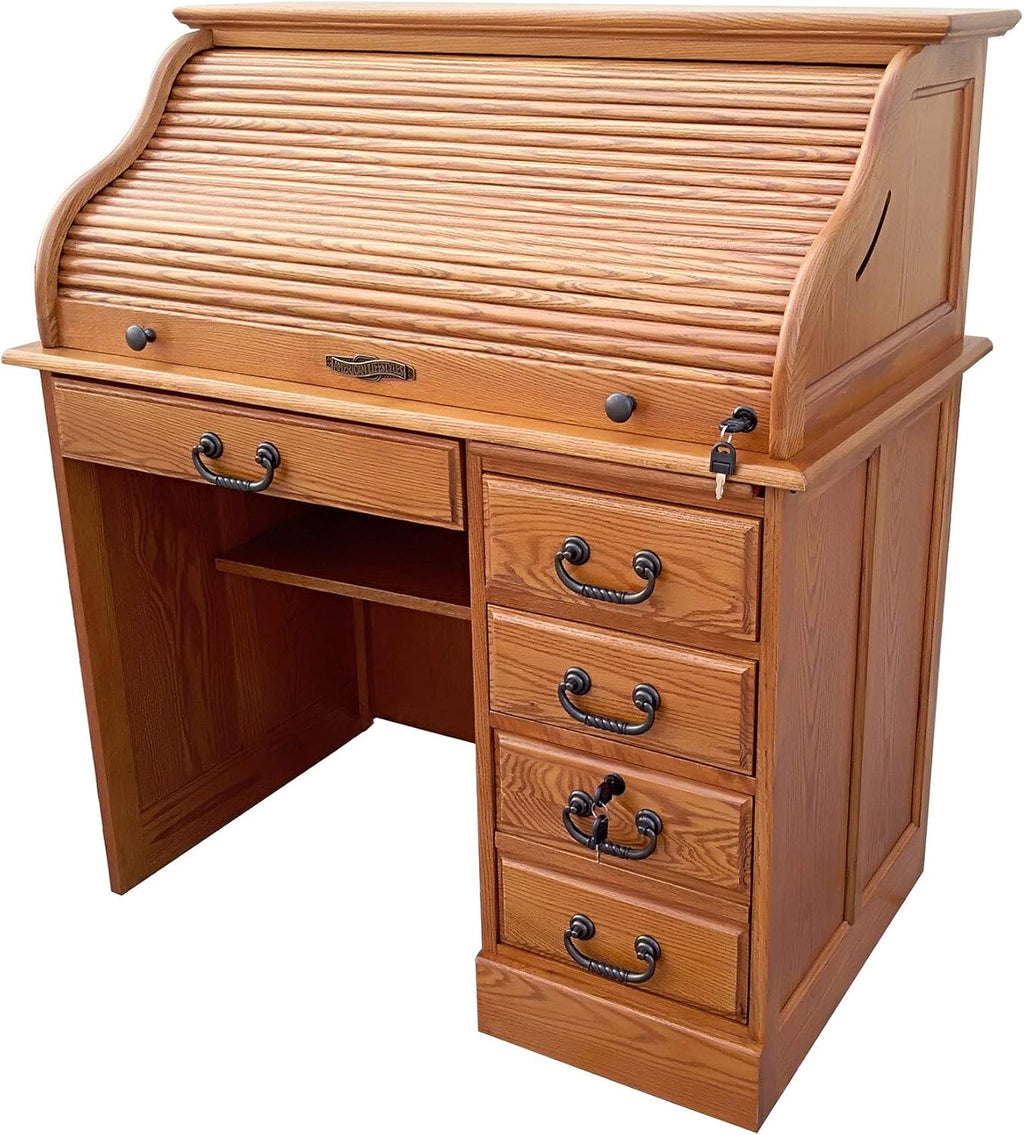 Solid Oak Wood Roll Top Desk for Home Office or Student W612179