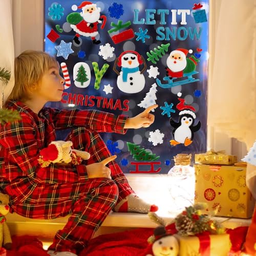 Christmas Window Clings Gel Snowflake Snowman 6-Piece Set F295752