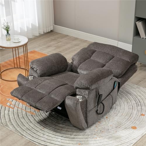 Lift Chair Recliner with Massage and Heat, Heavy Duty for Seniors, Brown V12888