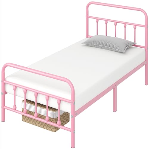 Yaheetech Classic Metal Platform Bed Frame with Victorian Headboard, Full Size Black T81083