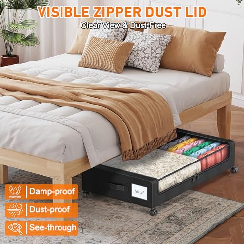 Under Bed Storage with Wheels, 2-Pack XXL 60L Metal Drawer, Black S2866