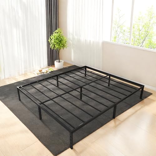 Full Size Metal Platform Bed Frame with Headboard, Black U138819