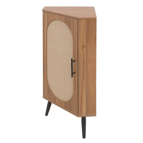 ZeHuoGe Corner Storage Cabinet with Rattan Door O376