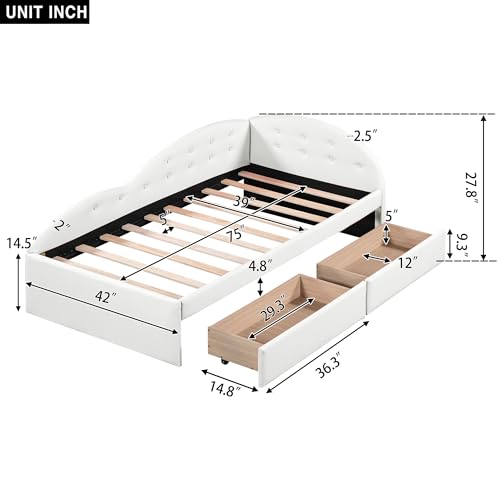 Velvet Upholstered Twin Daybed with Storage Drawers, Gray L64937