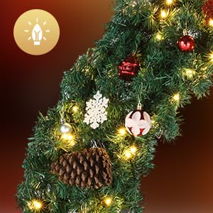 VINGLI 48 Inch Pre-lit Artificial Christmas Wreath with 150 LED Lights T885