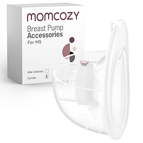 Momcozy M5 Hands-Free Wearable Breast Pump, Double-Sealed Flange, 3 Modes & 9 Suction Levels, 24mm, 2-Pack Quill Gray Z371714