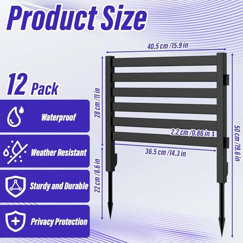 Black Fence Privacy Screen Panels 12 Pack Plastic No Dig G990