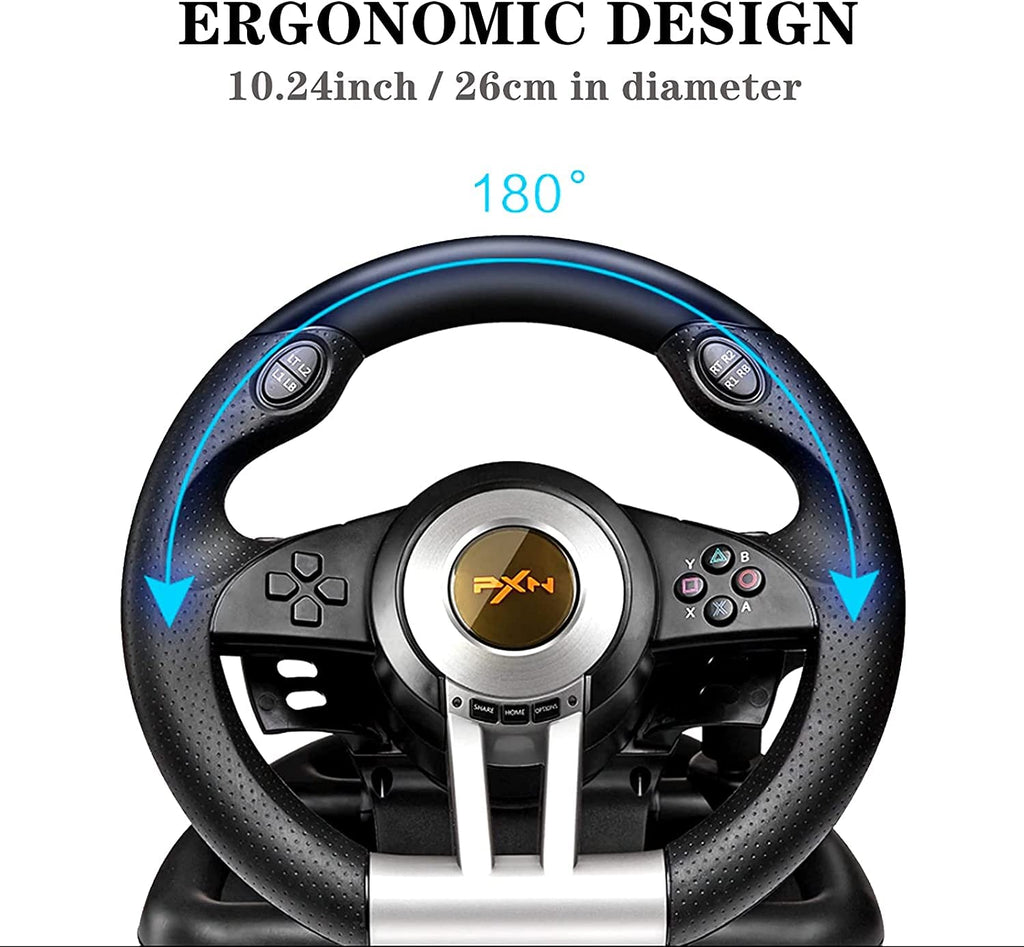 PXN V3II Gaming Steering Wheel with Pedal for PC, PS3, PS4, Xbox One, Xbox Series X/S, N-Switch N852906