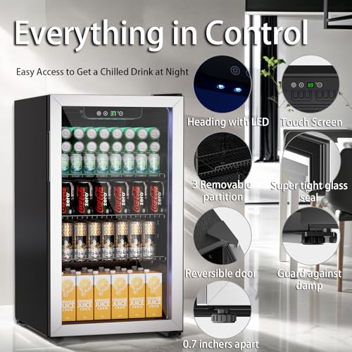 Compact Freestanding Beverage Refrigerator and Skincare Fridge, 0.9 Cu Ft Mini Fridge N768451