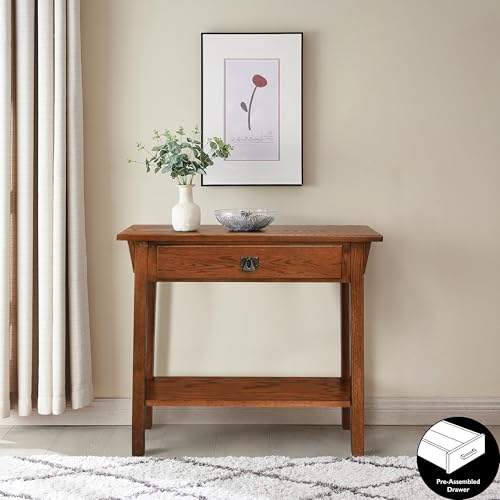 Leick Home 8233 Mission Console Table, Solid Wood, Medium Oak Finish L774