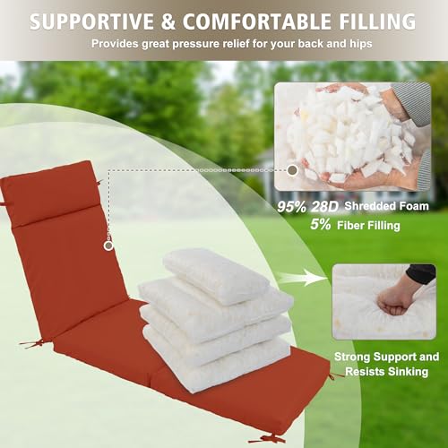 Chaise Lounge Cushion 72x21x3 Inch Set of 2 Outdoor Patio Cream B783089