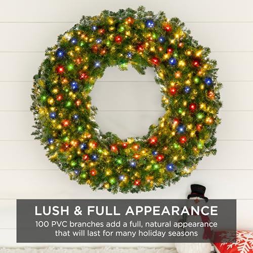 Best Choice Products 60in Pre-Lit Fir Christmas Wreath with 300 LED Lights E577048