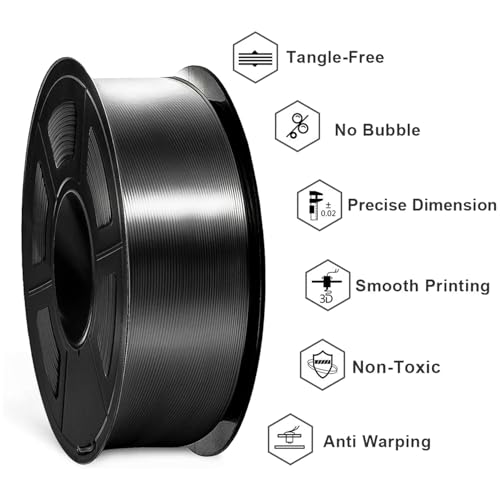SUNLU 4kg PLA 3D Printer Filament Bundle, 1.75mm, 4 Black Spools V387