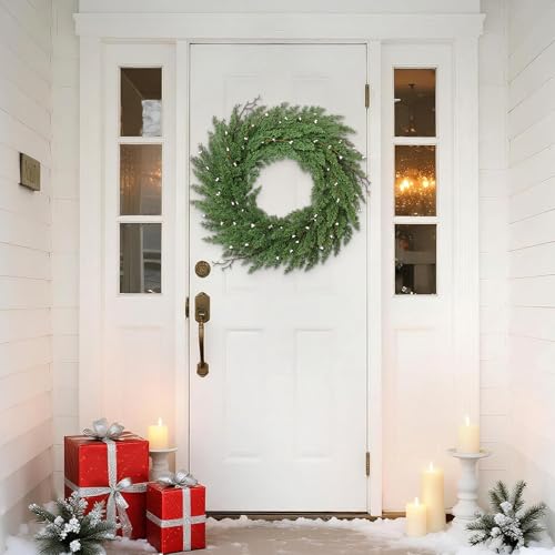 22 Inch Real Touch Norfolk Pine Christmas Wreath for Front Door P28637