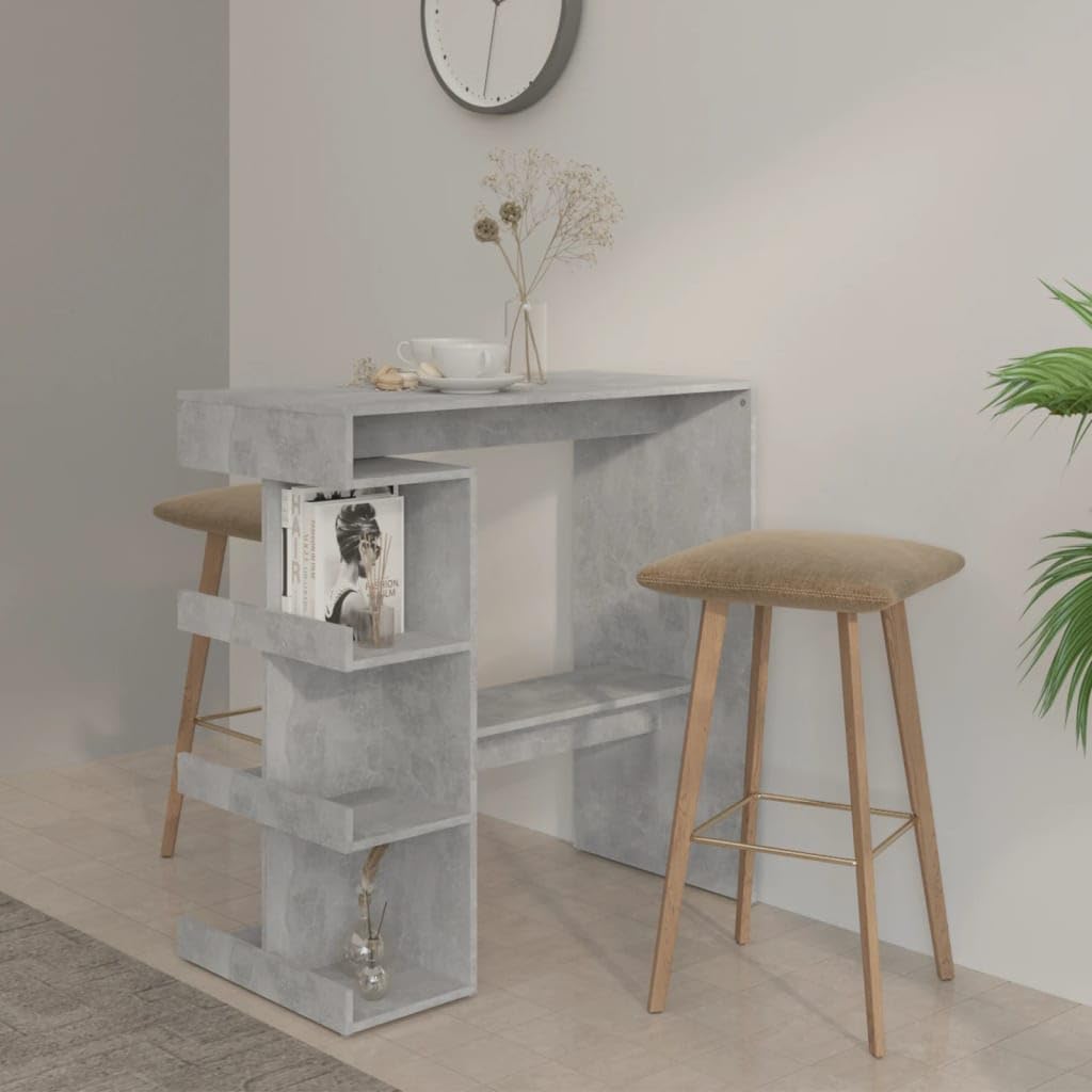 Dining Table with Storage Rack Concrete Gray Engineered Wood T304