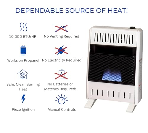 ProCom ML300HBA-B Ventless Liquid Propane Blue Flame Heater with Base Feet K420