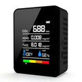 CO2 Detector Air Quality Monitor Indoor, 5-in-1 Formaldehyde/TVOC/Temperature/Humidity, Portable, Black E38424