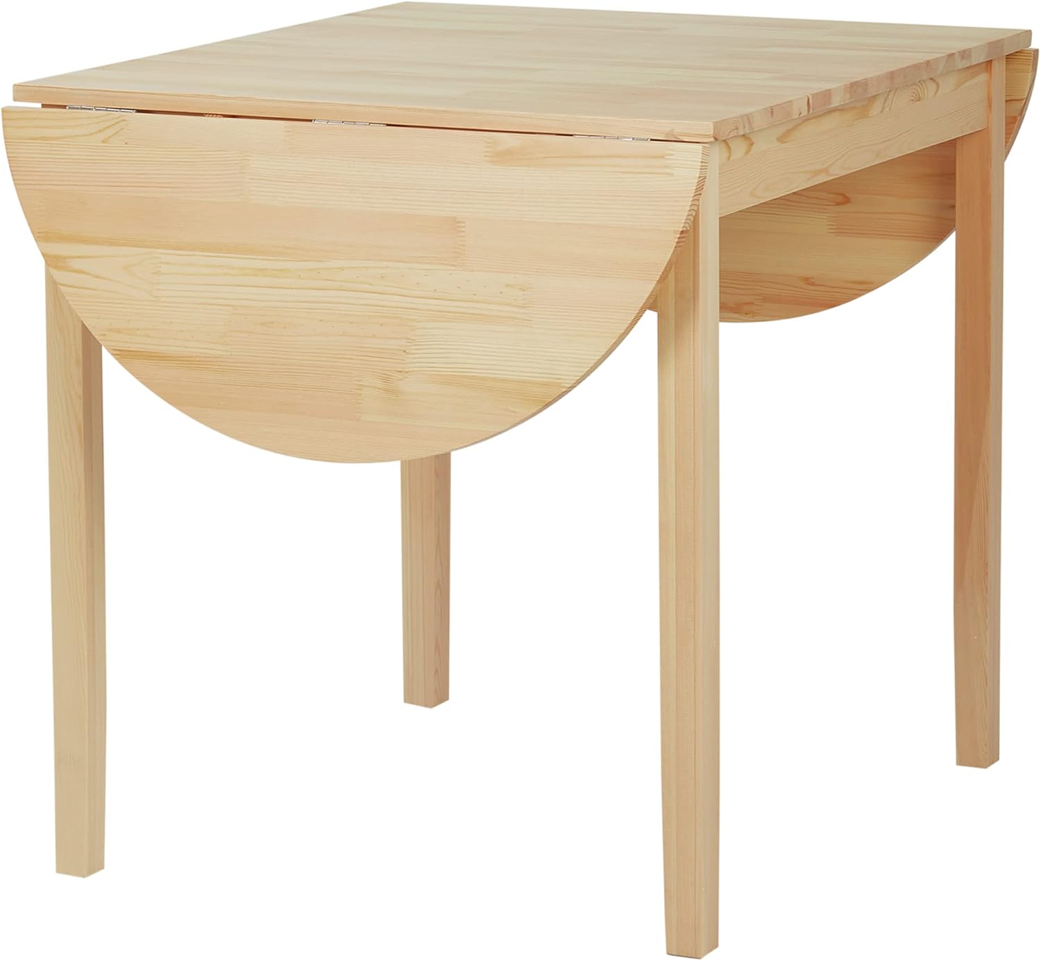 55" Solid Wood Kitchen Table, Drop Leaf Tables for Small Spaces, Folding Dining Table, Natural