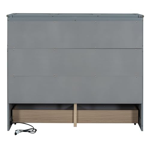 Harper & Bright Designs Queen Murphy Bed Cabinet, Solid Pine, Espresso W128