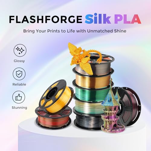 FLASHFORGE Silk PLA Filament 1.75mm, 1kg Spool V8381