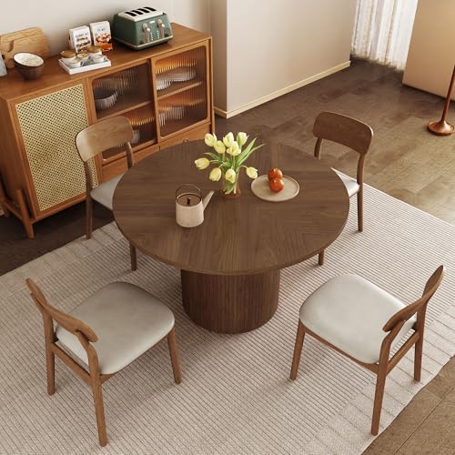 47 inch Round Dining Table with Storage Shelf (Walnut) N502088