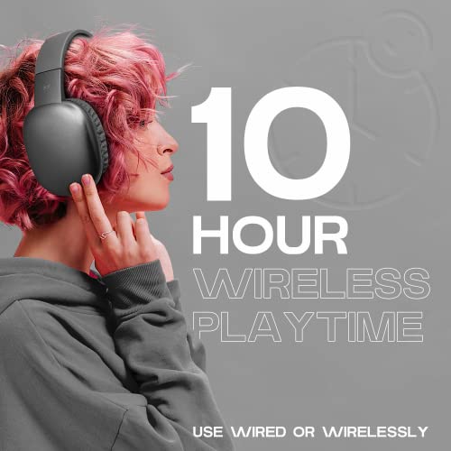 iJoy Ultra Wireless Headphones with Microphone, Over Ear Bluetooth, 10Hr Playtime, Blue A639495