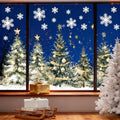 Whaline 9 Sheet Christmas Window Clings Snowy Forest Trees Reusable Window Decals H27510