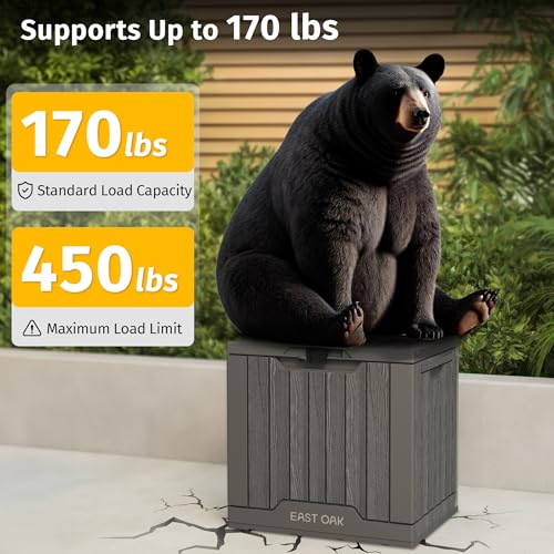 EAST OAK 60 Gallon Waterproof Outdoor Storage Box, Grey A4870