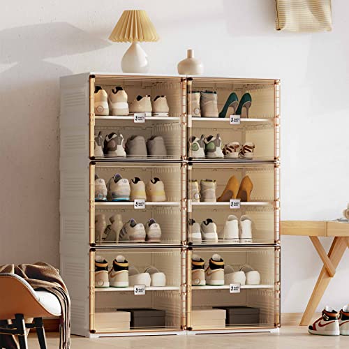 Portable Shoe Rack Organizer with Magnetic Clear Door, 7 Tiers V663