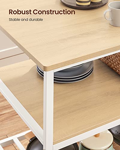 VASAGLE Kitchen Island with 3 Shelves, 47.2 Inches, Rustic Brown and Black W99569