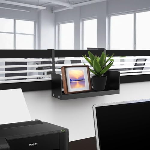 Office Cubicle Shelf - 17" Storage Organizer Bookshelf with Hooks I337715