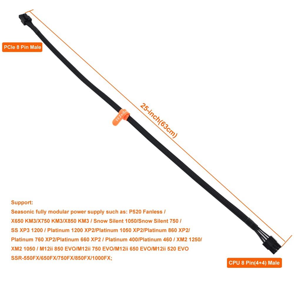 Seasonic PSU CPU Cable, PCIe 8 Pin to EPS 12V, Sleeved 25-inch M510