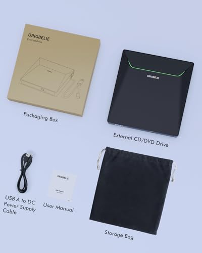 External CD DVD Drive for Laptop, USB 3.0 Type-C, Slim Portable Burner T70166