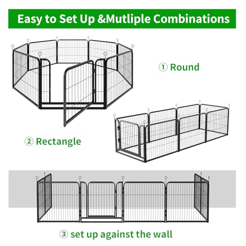 Dog Playpen Outdoor Extra Wide 12 Panels Heavy Duty 40" Height with Doors Portable G77703