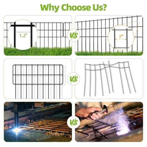 30 Panels No Dig Metal Garden Fence, 13in x 30ft Rustproof Animal Barrier F74072