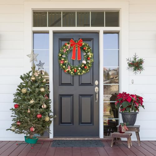 VINGLI 48 Inch Pre-lit Artificial Christmas Wreath with 150 LED Lights T885