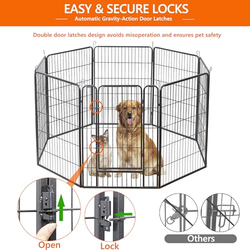 LEMY 16 Panels 32 in Metal Pet Playpen with Door, Black N86004