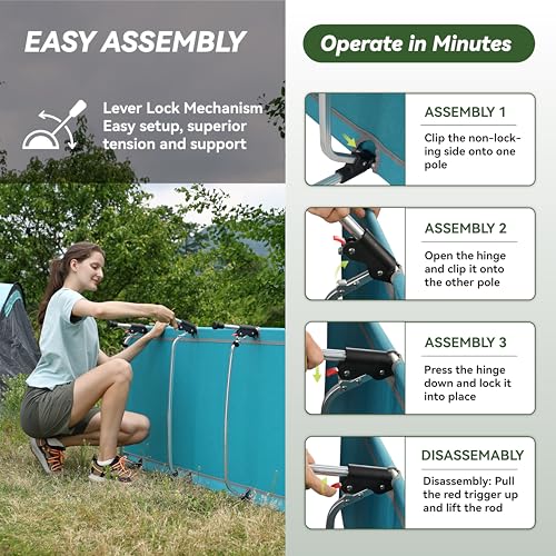 MARCHWAY Lightweight Folding Tent Camping Cot Bed with Lever Lock, Portable, 330Lbs (Black) R945221