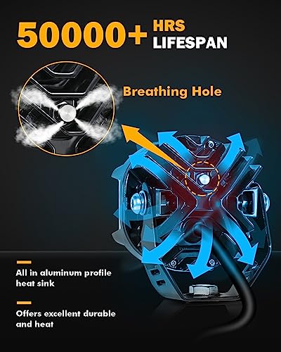Auxbeam V-MAX Series 72W LED Pod Driving Lights with Amber DRL M188641