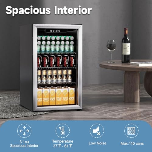 Compact Freestanding Beverage Refrigerator and Skincare Fridge, 0.9 Cu Ft Mini Fridge N768451