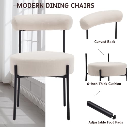 Shunzhi Modern Linen Fabric Upholstered Dining Chairs Set of 2, Beige M62743