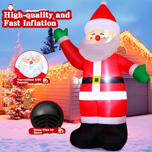 GOOSH 8.8 FT Waving Christmas Inflatables Santa Claus Outdoor Yard Decor P34196