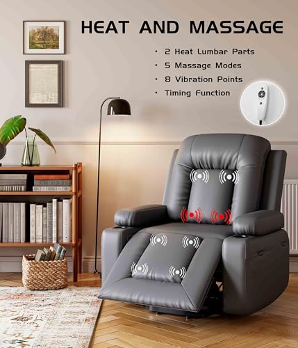 GarveeHome Power Lift Recliner Chair with Heat and Massage, Faux PU, for Elderly I162
