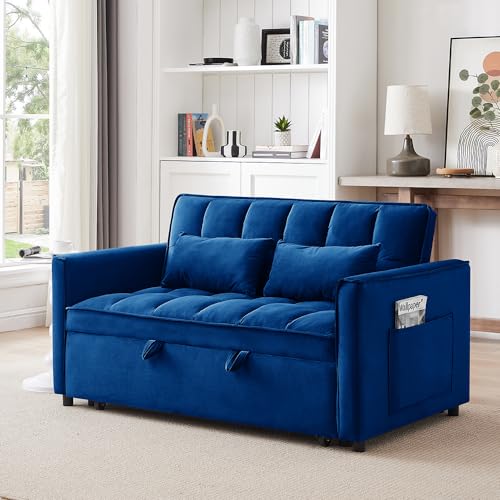 3-In-1 Velvet Sleeper Sofa Bed with Adjustable Back, Storage Bag & Pillow U28223