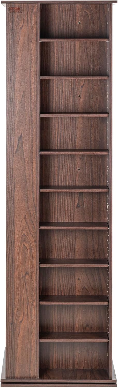 VEVOR Media Storage Cabinet Rotating Media Tower Holds 1040 CDs Espresso L606496
