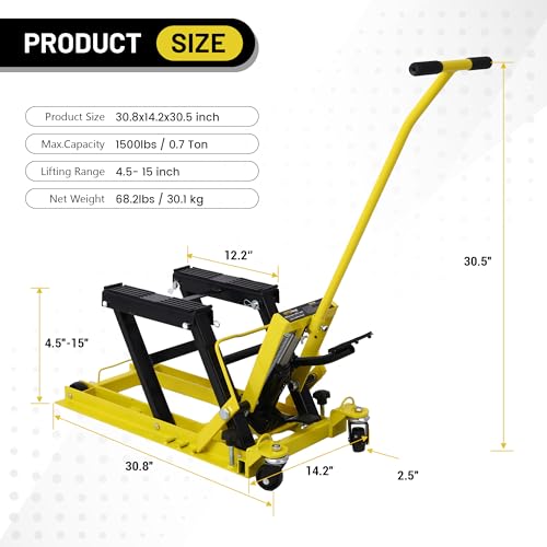 Hydraulic Motorcycle Lift Jack 1500 LBS, Foot-Operated Scissor Lift Table, Red H6166